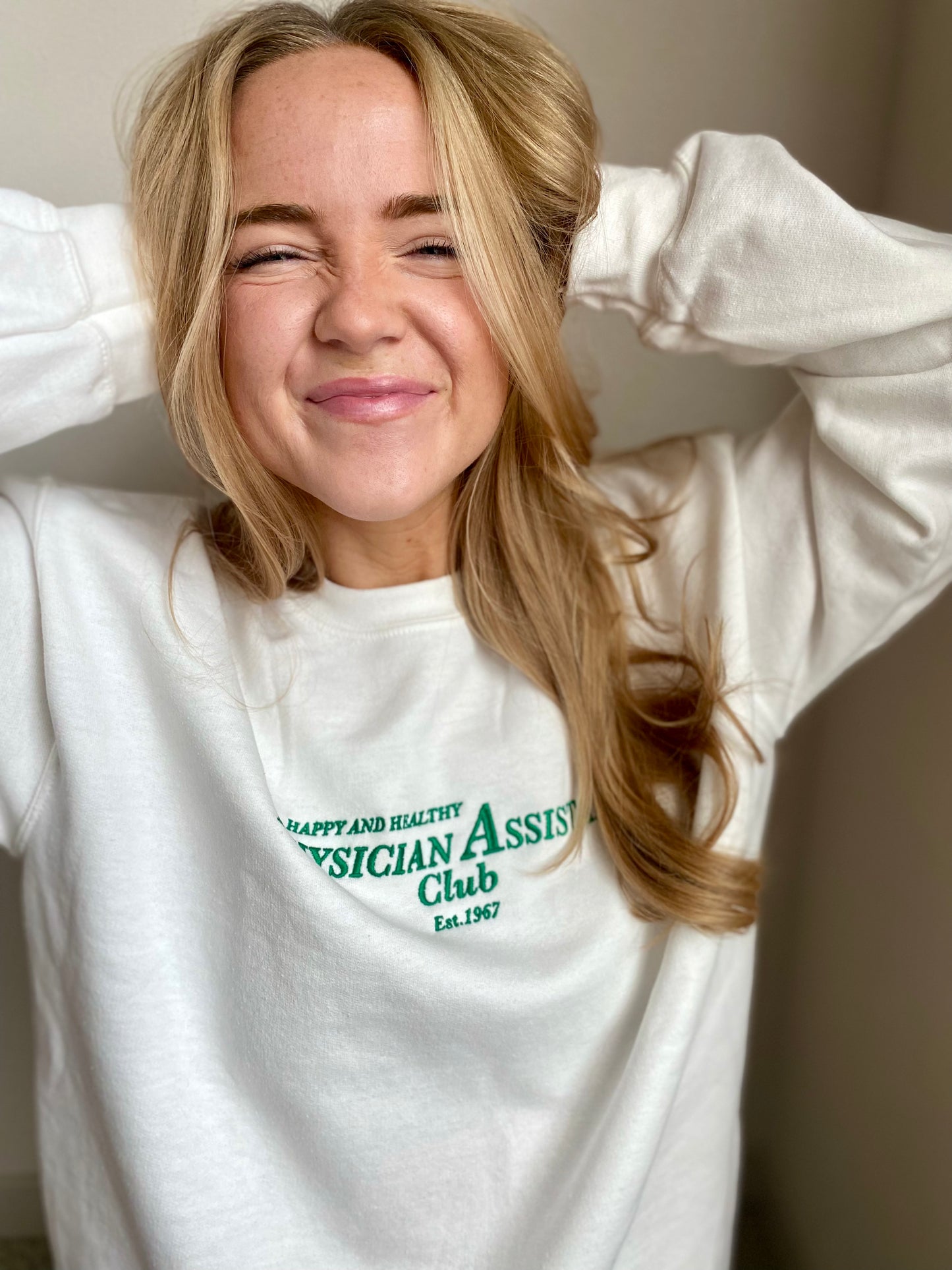 Happy and Healthy Physician Assistant Club Embroidered Crewneck